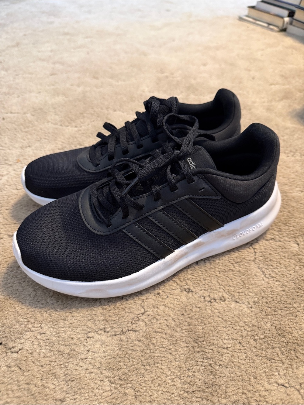 adidas Black Athletic Running Shoes with White Sole
